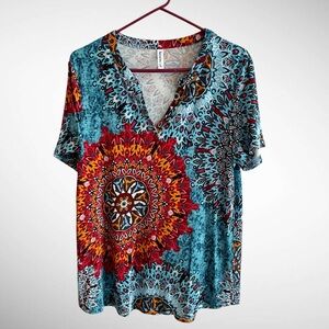 Neineiwu Short-Sleeve Bold Print Pullover Top